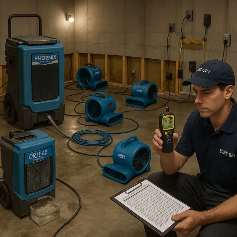 Structural Drying and Dehumidification process in Houston County, TN